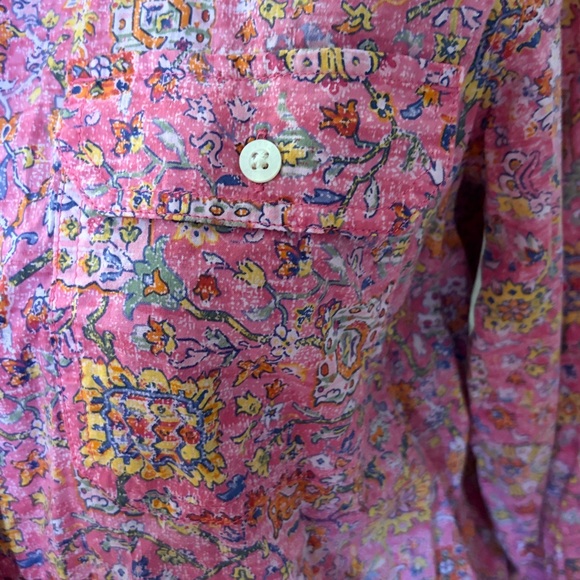 Lauren Ralph Lauren pink patterned button down shirt size medium - Picture 3 of 6